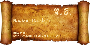 Mauker Balár névjegykártya